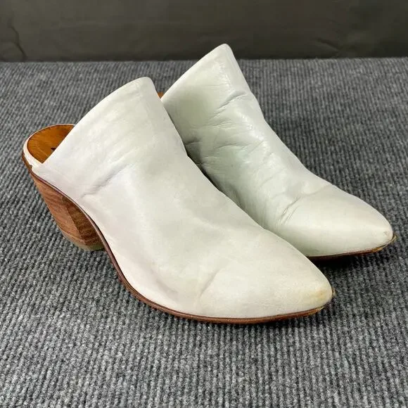 Miz Mooz Heels Women’s 6.5 Amalia Mules Leather Boho Slip On Minimalist White - Picture 7 of 12